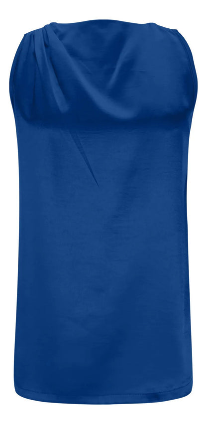 Camisa Feminina, Cor Sólida, Seda E Cetim, Blusa Longa