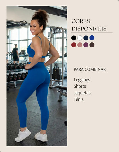 Top Fitness Academia Alça Fina Costa Aberta Feminino