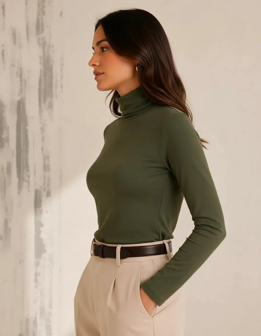 Blusa Cacharrel Feminina Inverno Gola Alta Viscolaycra Cores