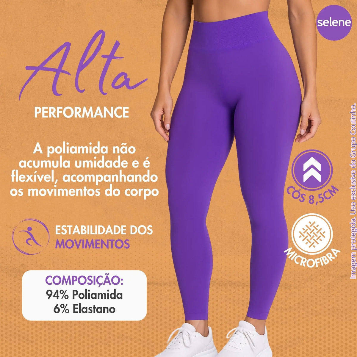 Calça Legging Zero Transparência Fitness Cintura Alta Selene