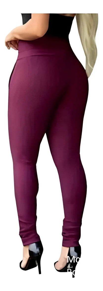 Calça Legging Plus Size Montaria Flanelada Forrada Cós Largo