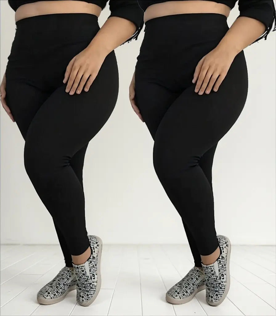 Kit 2 Calças Legging Plus Size Academia Costura Reforçada