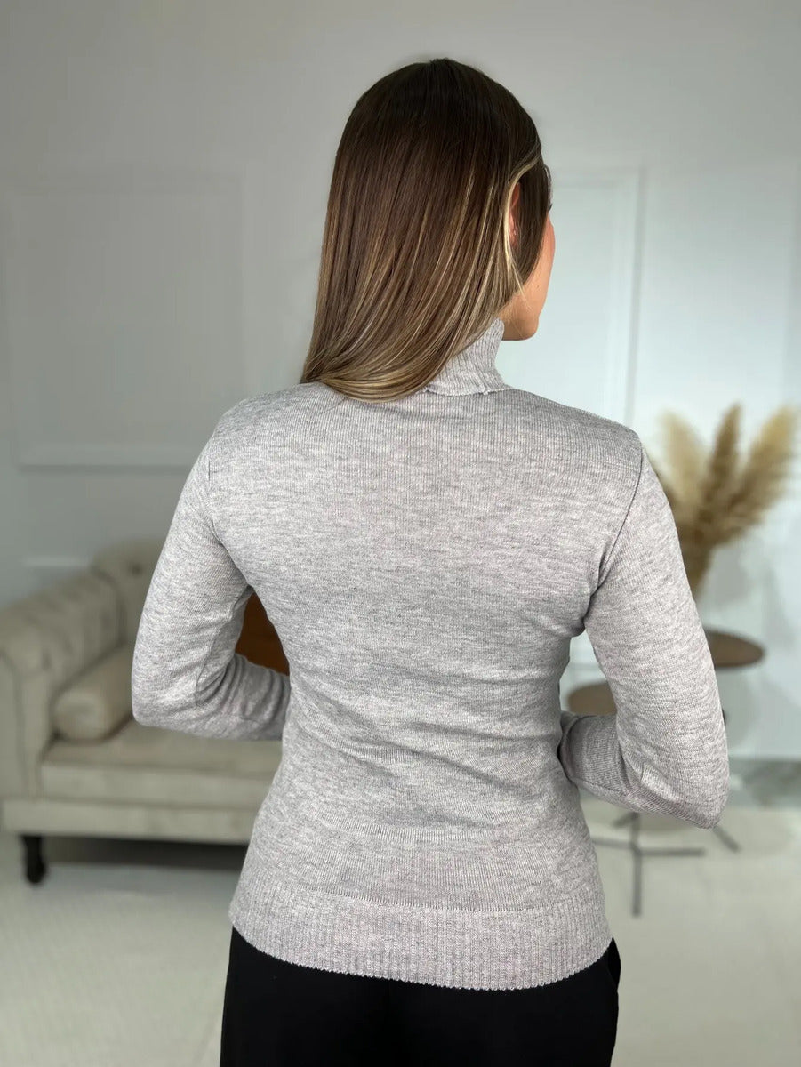 Blusa Cacharrel Feminina Lã Trico Tricot Gola Alta Atacado