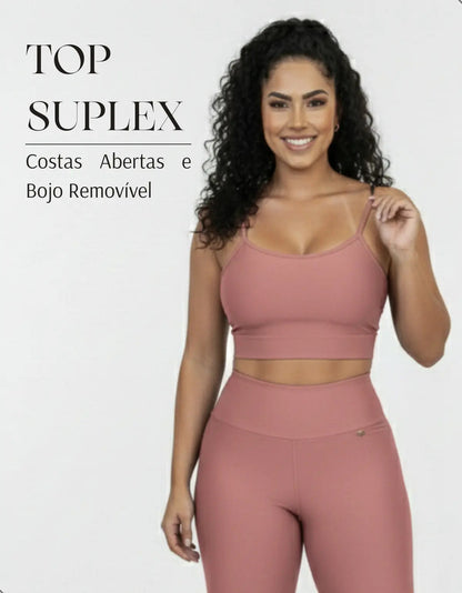 Top Fitness Academia Alça Fina Costa Aberta Feminino