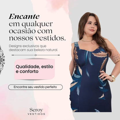 Vestido Longo Alça Plus Size Florido Estampado Soltinho