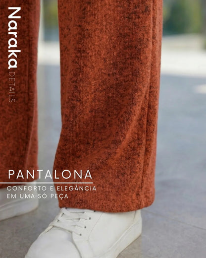 Calça Pantalona Feminina Lanzinha Cintura Alta Com Bolso