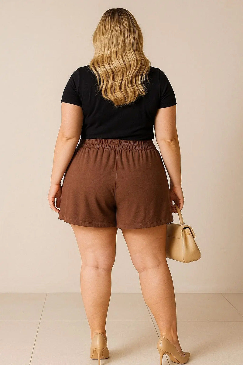 Short Plus Size Feminino Soltinho Com Cintura Alta Leve