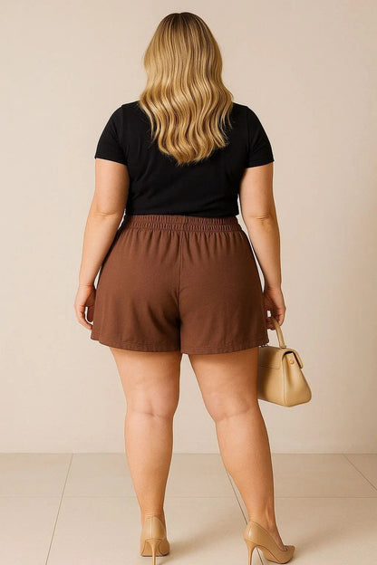 Short Plus Size Feminino Soltinho Com Cintura Alta Leve