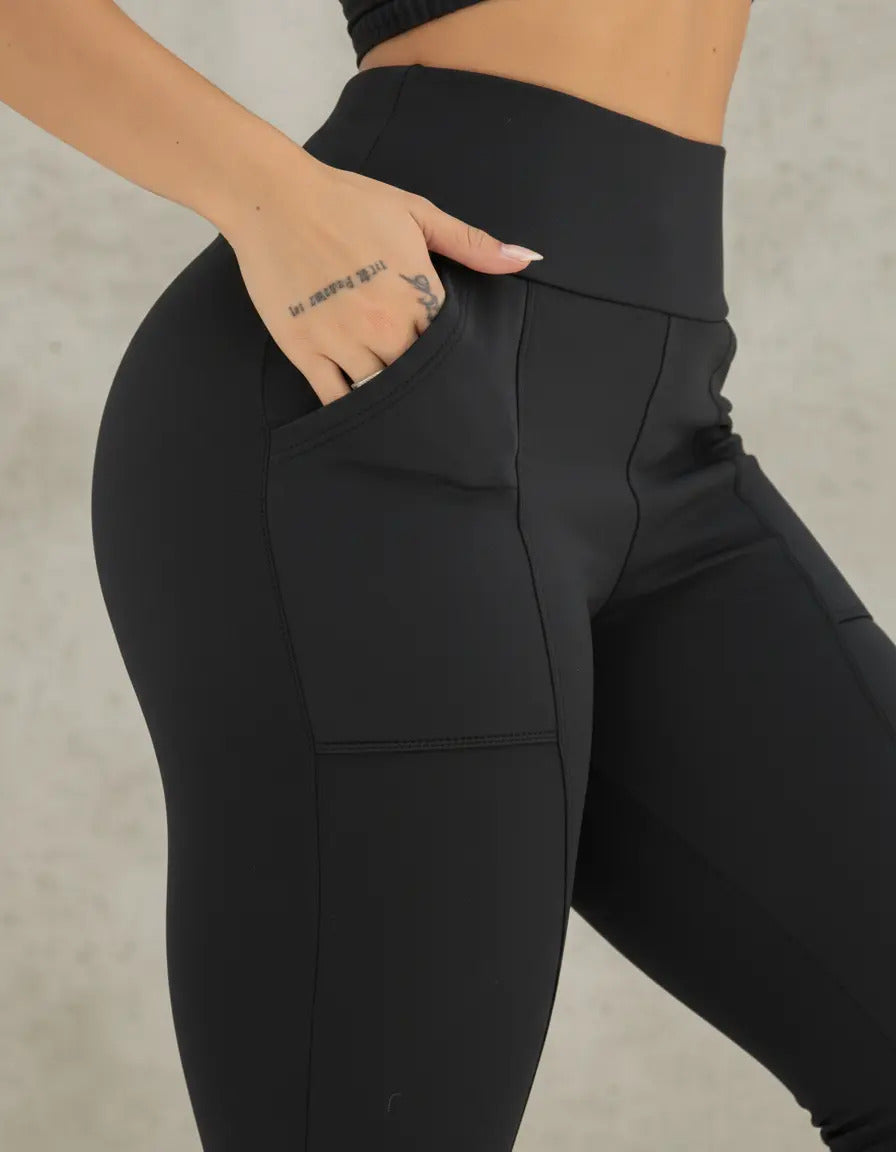 Calça Montaria Forrada Flanelada Com Bolso Feminina Grossa