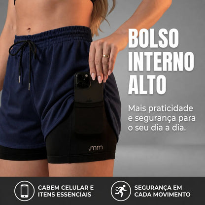 Kit 2 Short Duplo Compressão Fitness Bermuda Treino Feminino
