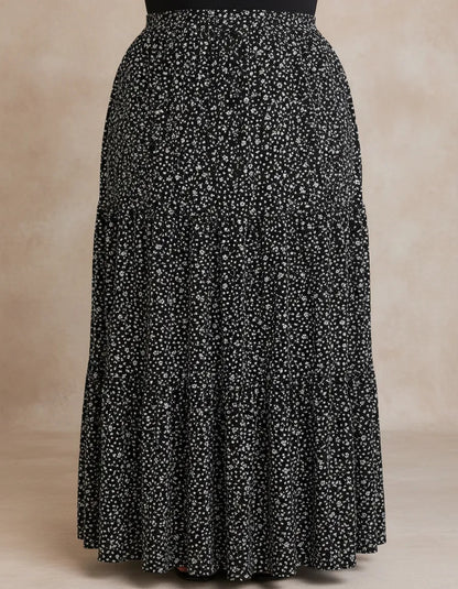 Saia Longa Com Babado Estica Bastante Veste 44 - 52 Elegante