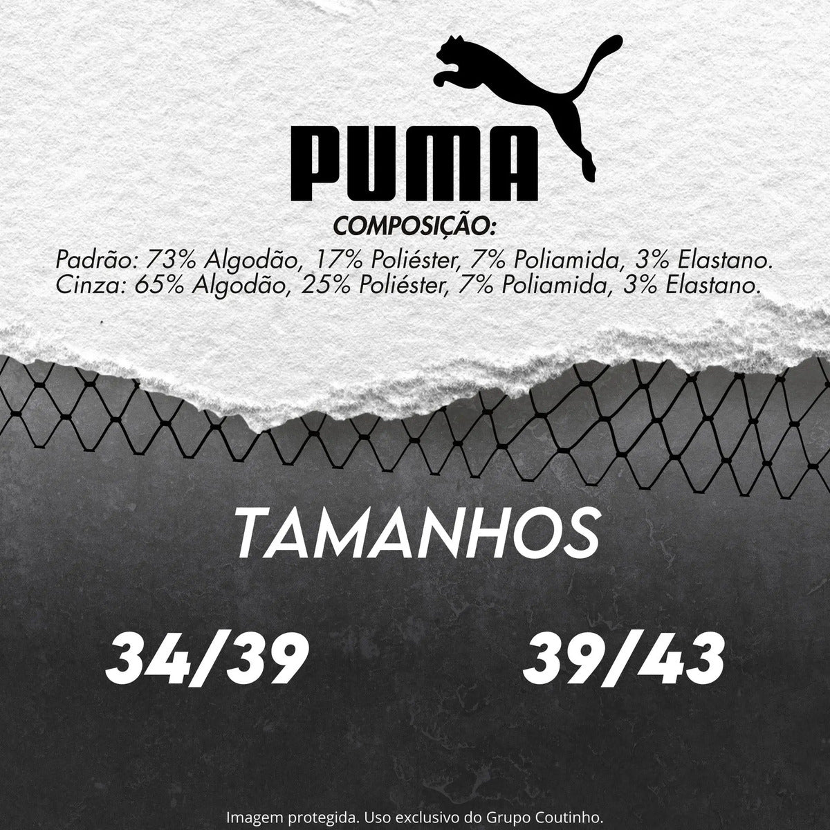 6 Pares Meias Puma Cano Médio Alto Atoalhada Academia Sport