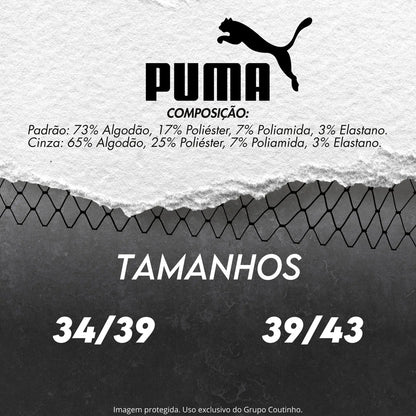 6 Pares Meias Puma Cano Médio Alto Atoalhada Academia Sport