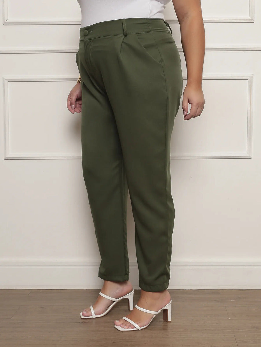 Calça Social Alfaiataria Cintura Alta Plus Size Feminina