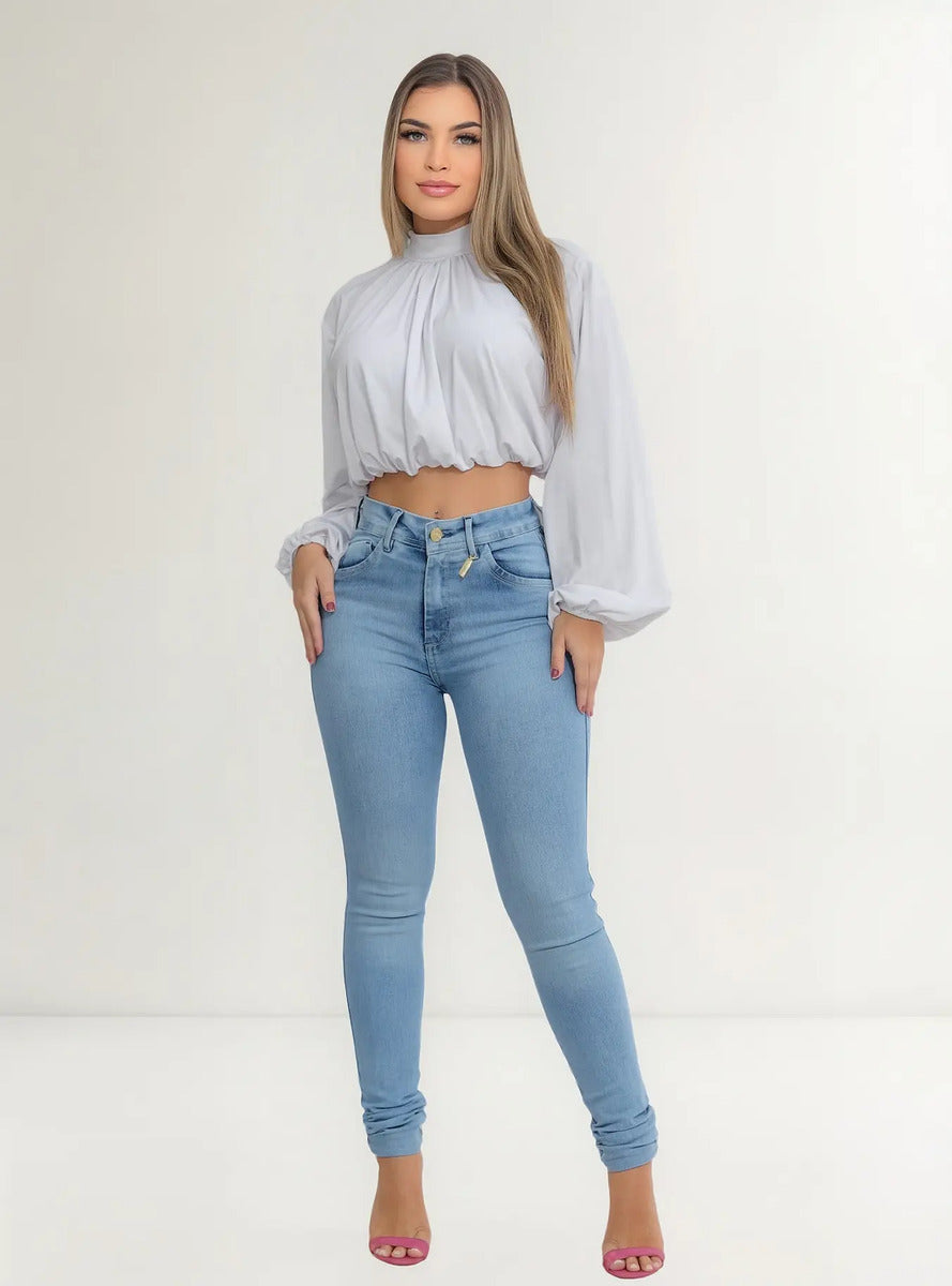 Calça Jeans Feminina Cós Alto Empina Bumbum Patria Brasil