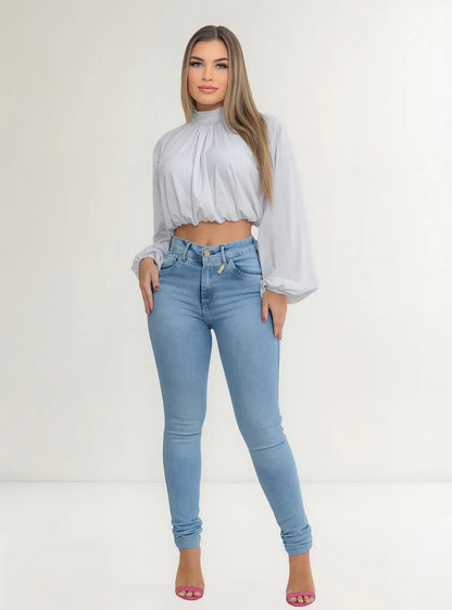 Calça Jeans Feminina Cós Alto Empina Bumbum Patria Brasil