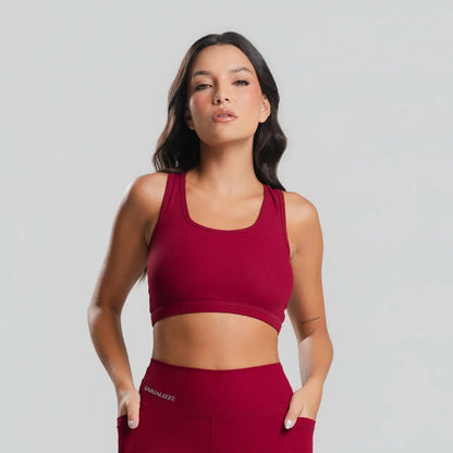 Top Feminino Academia Bolso Nadador Corrida Fitness Esporte