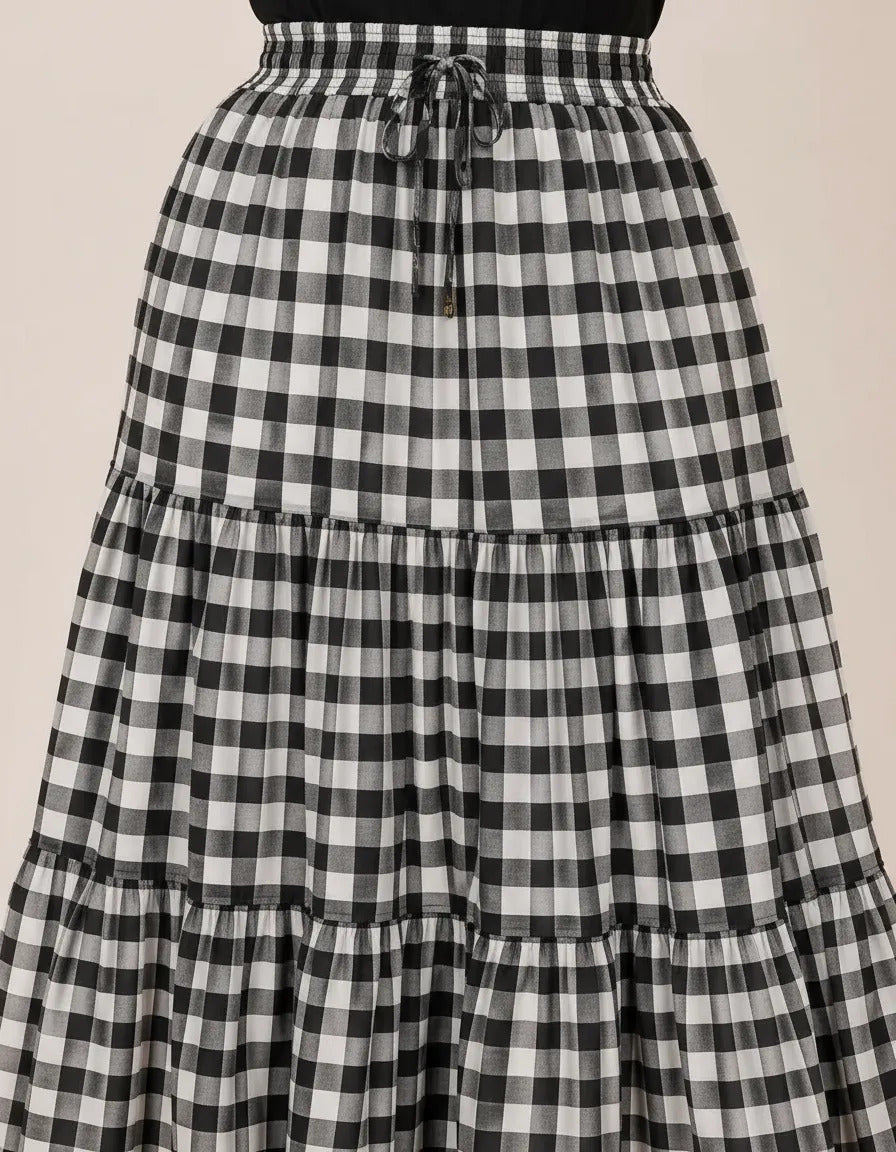 Saia Longa Com Babado Estica Bastante Veste 44 - 52 Elegante