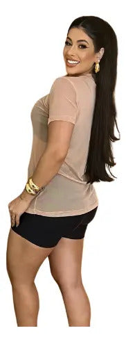 Blusa Tule Camiseta Feminina Academia Fitness
