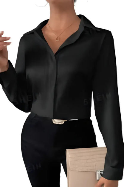 Camisa Seda Feminina Botão Gringa Blusa Moda Clássica 2026