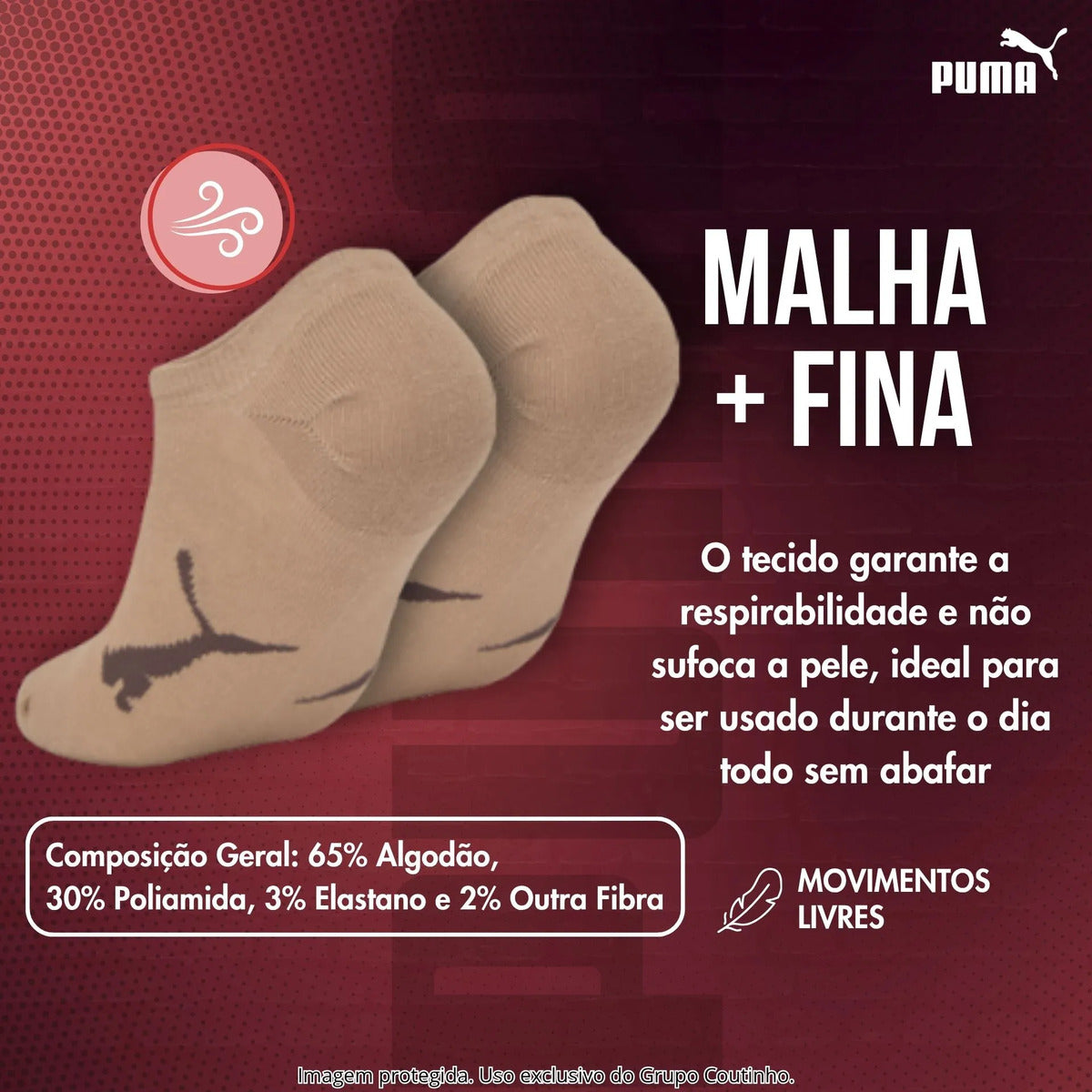 Kit 9 Pares Meias Invisível Puma Sapatilha Soquete Original
