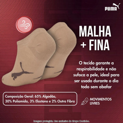 Kit 9 Pares Meias Invisível Puma Sapatilha Soquete Original
