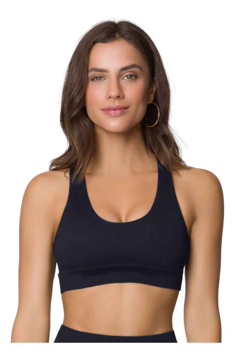 Top Nadador Canelado Sem Costura Fitness Academia Selene