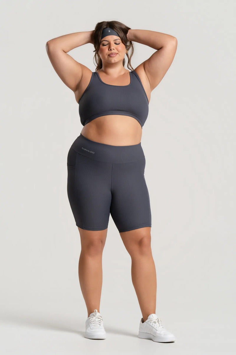 Top Feminino Academia Bolso Nadador Corrida Fitness Esporte