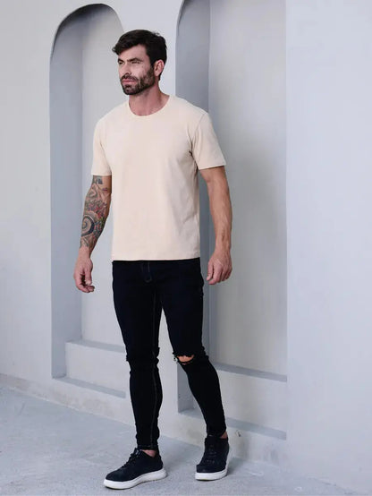Camiseta Basica Masculina Algodão Lisa Malha Peruana Premium