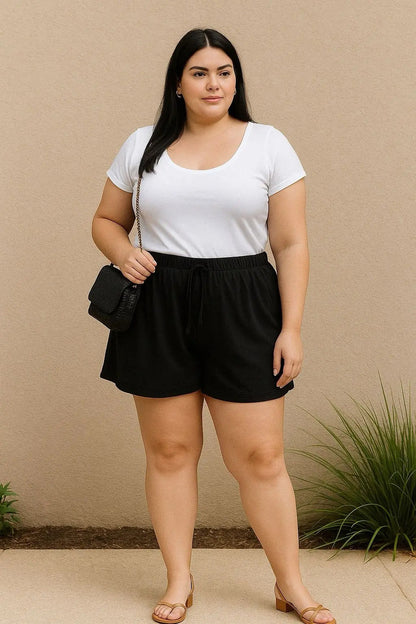Shorts Plus Size Leve Feminino Cintura Alta