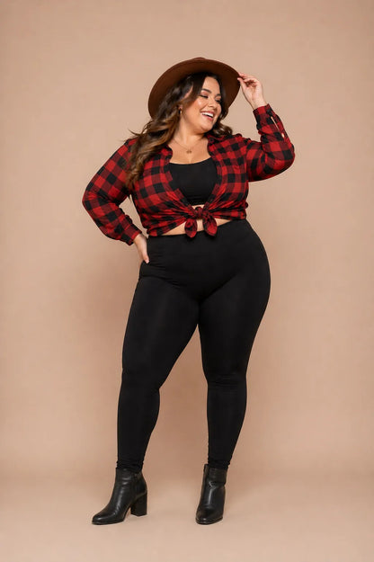 Calça Legging Térmica Forrada Flanelado Feminino Inverno