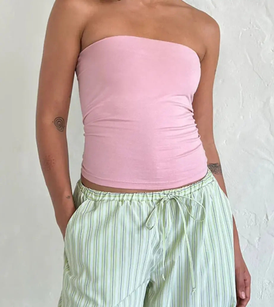 Top Tube Poliamida Forrada Tomara Que Caia Cropped Moda