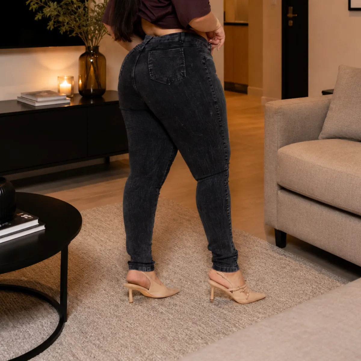 Calça Jeans Plus Size Cintura Alta Elastano Lycra Modeladora