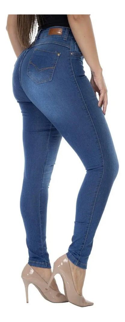 Calça Jeans Feminina Skinny Cintura Alta Levanta Bumbum