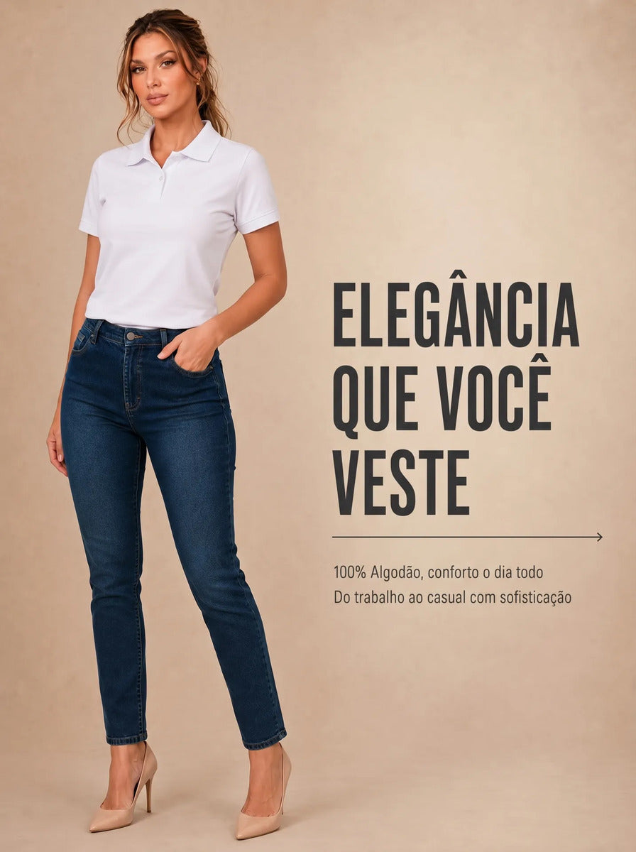 Camisa Gola Polo Feminina Básica Algodão Social Uniforme
