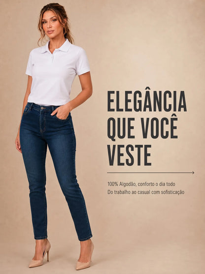 Camisa Gola Polo Feminina Básica Algodão Social Uniforme