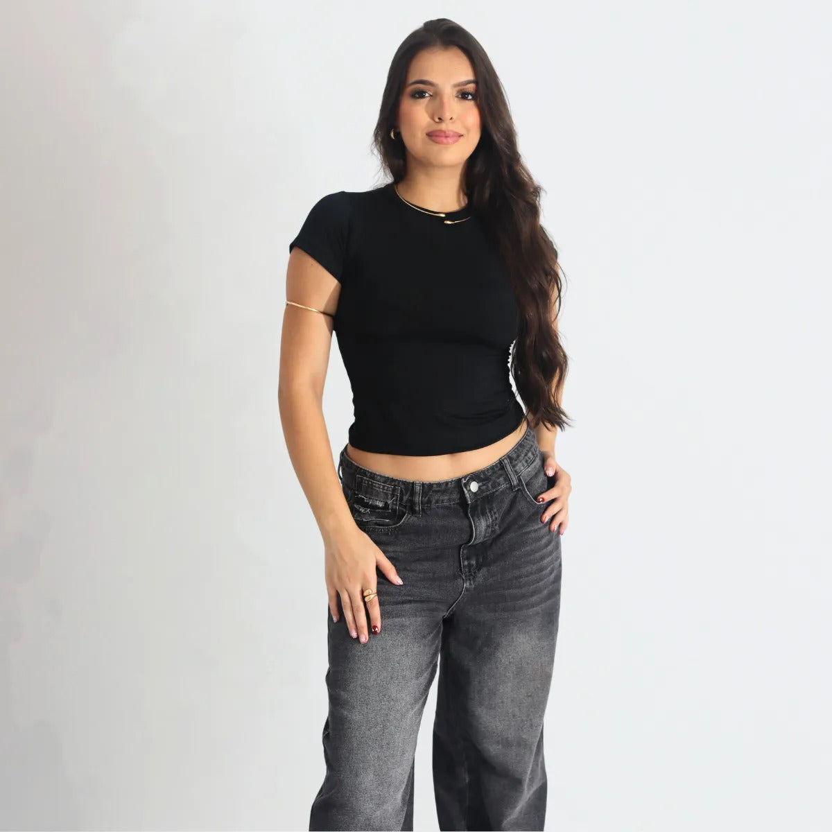 Kit 3 Blusa Baby Tee Justa Ao Corpo Alta Elásticidade Moda