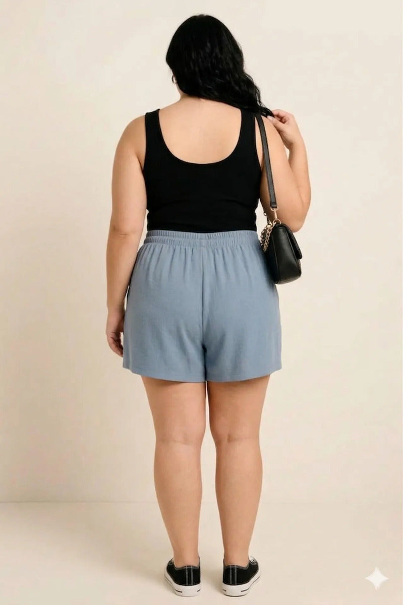 Shorts Plus Size Leve Feminino Cintura Alta