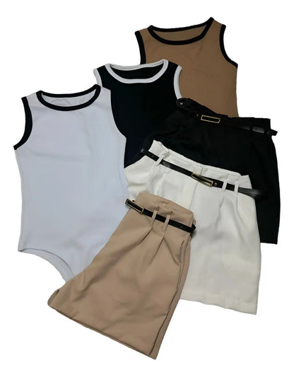 Kit 3 Shorts Feminino Social Alfaiataria 3 Bodys Canelado