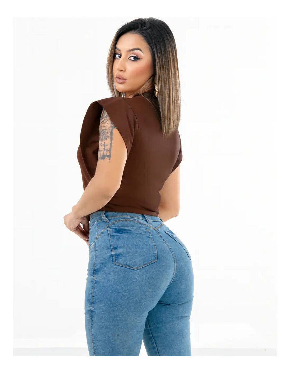 Blusa Feminina Social Manga Morcego Muscle Tee Luxo