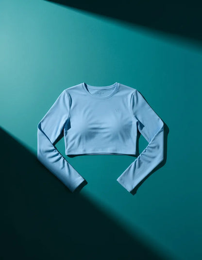 Cropped Feminina Poliamida Manga Longa Blusa Proteção Uv
