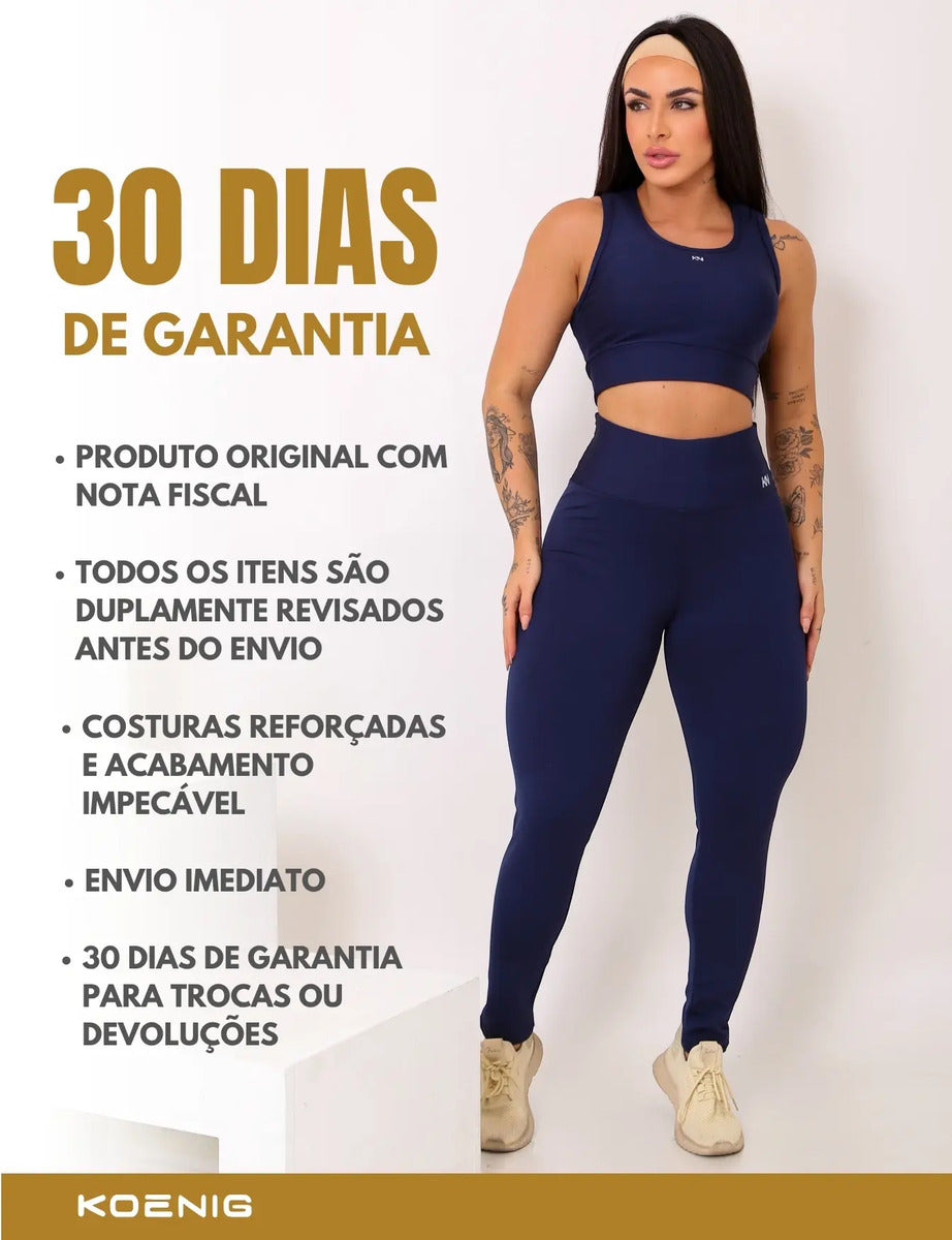 Calça Legging Fitness Zero Transparência Cintura Alta Koenig