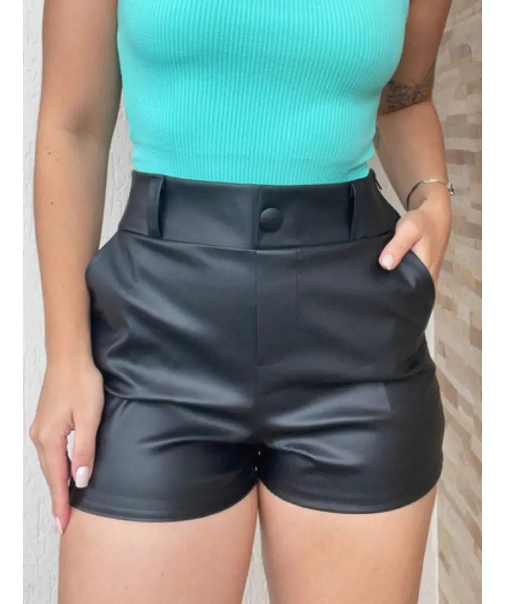 Shortinho Feminino Courino Social Short Cintura Alta Moda