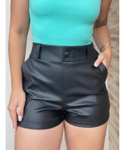 Shortinho Feminino Courino Social Short Cintura Alta Moda