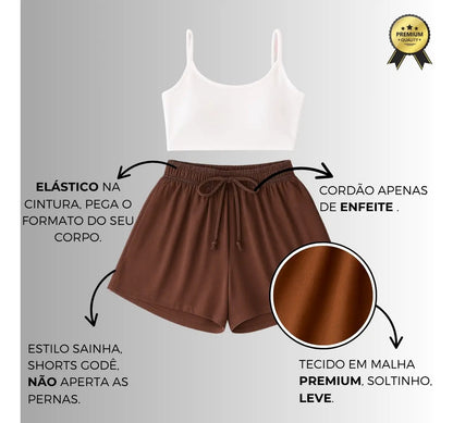 Shorts Plus Size Leve Feminino Cintura Alta