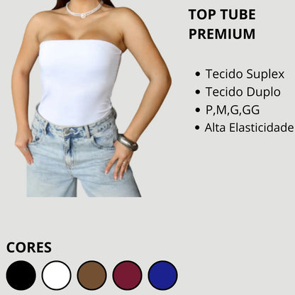 Blusa Top Faixa Tube Cropped Tomara Que Caia Duplo Suplex