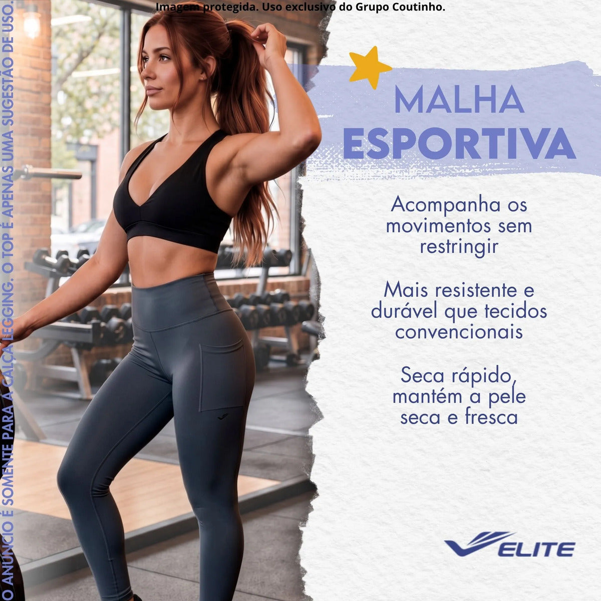 Legging Academia Fitness Com Bolso Zero Transparência Elite