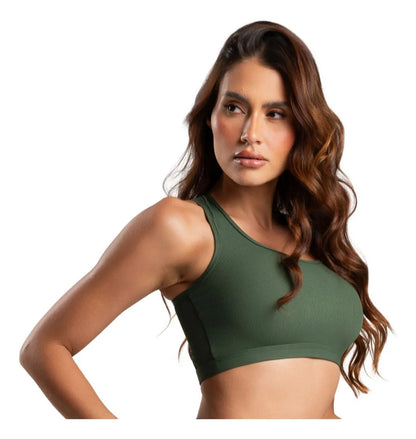 Top Feminino Academia Bolso Nadador Corrida Fitness Esporte