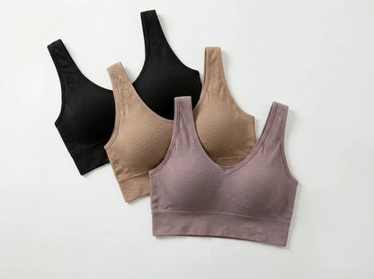 Kit 3 Top Com Bojo Fitness Academia Sem Costura Poliamida
