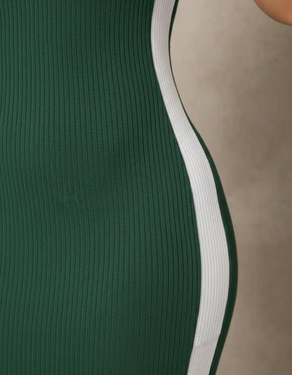Vestido Canelado Midi Faixas Regata Casual Básico Modelador